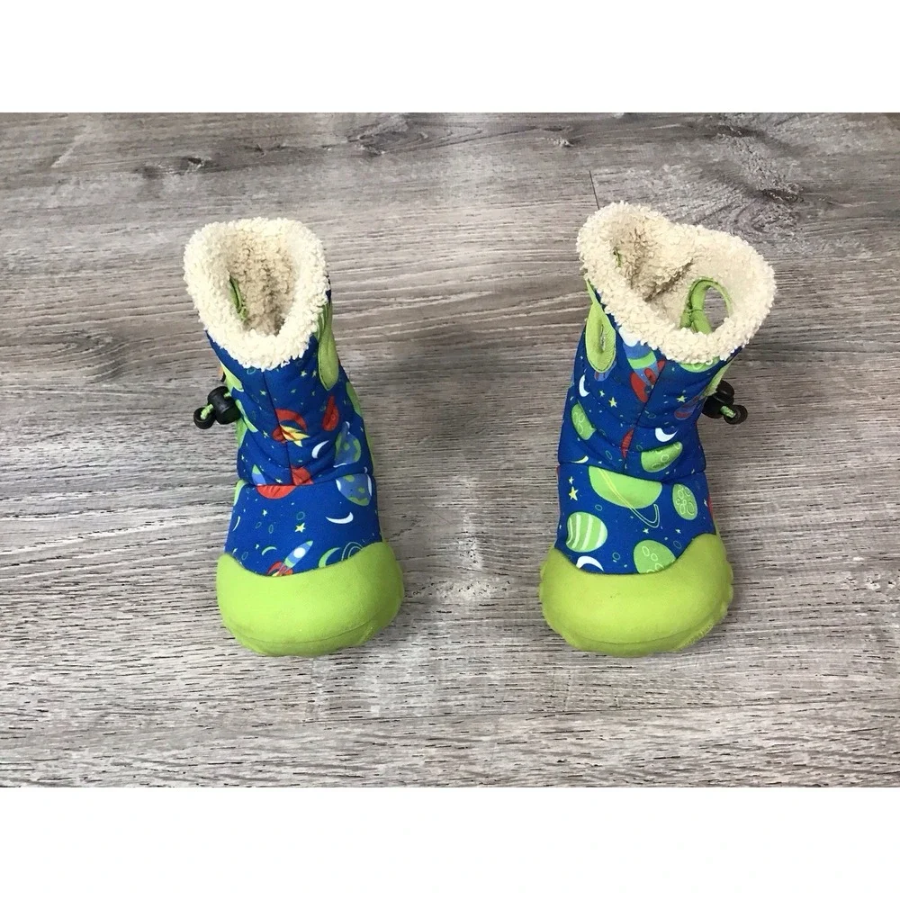 BOGS B-moc Baby Size 6 Winter Boots Blue Multi Space Snow Boots Infant Pull On